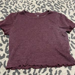 Burgundy white crop top American Eagle